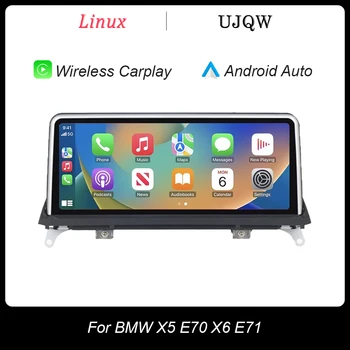 10,25-инчов Безжичен Carplay и Android Auto Автомобилен Мултимедиен Дисплей Със Сензорен Екран IPS За BMW X5 E70 X6 E71 F15 F16 СМС CIC