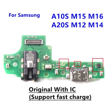 10 бр. Оригинален нов USB порт за зареждане на съединителната платка, гъвкав кабел с микрофон за Samsung A10S M15 A20S, гъвкава зарядно устройство ще захранване на плоча