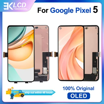 100% Оригинална OLED панел за Google Pixel 5, LCD дисплей, дигитайзер, тъч, подмяна на колекцията с рамка, без мъртви пиксели
