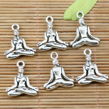 10шт 20*15 мм тибетски сребърен цвят, талисмани за практикуване на йога EF2242, висулки за бижута