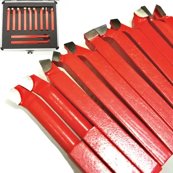 11 бр., 8*8 мм, червен титуляр за заваряване струг инструмент, набор от бита с твердосплавным фитил, Запоени за фрезоване на инструменти за струг с ЦПУ за метал