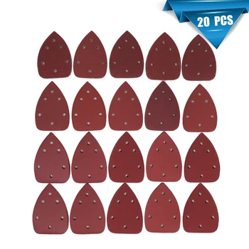 140*90* 6 мм-луночные Шлифовъчни Листове Триъгълна Червена шкурка Кука-Контур 40-1000 г Абразивни Шлифовъчни Диск За Шлайфане на Дървен материал (20 бр)