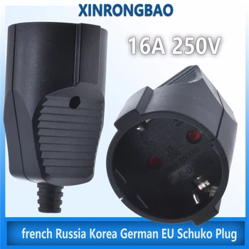 16a 250v френски Русия, Корея, Немски ЕС Щепсел Schuko захранващия кабел жичен кабелна Изход Мъжки Женски Конектор за контакт бял
