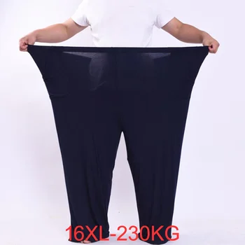 16XL 260 кг, мъжки Высокоэластичные панталони за сън, летни пролетни прехвърляне на ежедневните домашни панталони, нови мъжки супер меки панталони голям размер