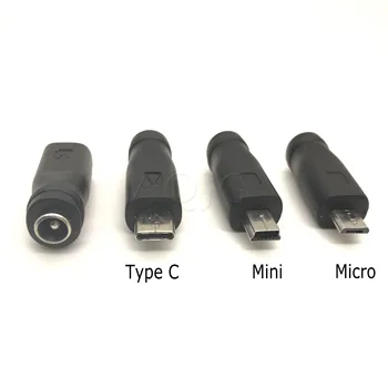 1бр 5,5x2,1 мм Конектор Mini Micro USB Type C Включете 5-Пинов Съединител на Захранване dc 180 Градуса Жак Адаптер за V8 Android