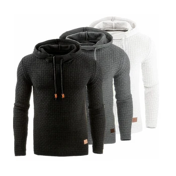 2021 Брендовый монофонични мъжки пуловер с дълъг ръкав и качулка, Спортни дрехи, Пуловери, Всекидневни пуловер, мъжки спортни Дрехи