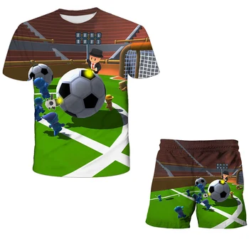 2023 Годишният Нов Комплект с 3D Принтом Kawaii Stumbled Guys, Топ за Деца + Шорти, Комплект Спортни Облекла, Тениска за момчета, Подарък За Рожден Ден За момчета