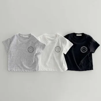 2023 Лятна тениска за Новородени Момичета, ризи с къси ръкави и анимационни герои, памучен дрехи за малките момчета, детски блузи с сладък мечок