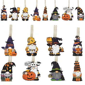 24 бр. висящи украшения на Хелоуин, джудже, на тема Хелоуин, дървени тагове с 