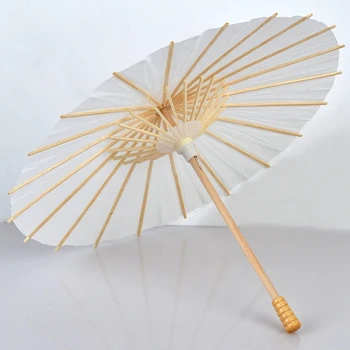 30 бр./лот 60 см 84 см Китайски хартиен чадър за сватбена фотография, аксесоари за парти декор, бял хартиен чадър с дълга дръжка