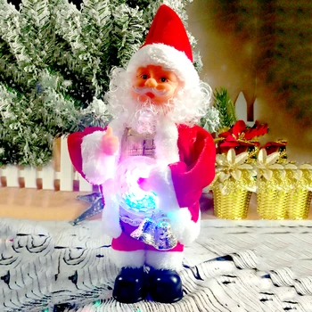30 см Поющая танцуваща кукла Санта Клаус с внушителен корем, Коледна музикална ковчег, Коледни украси за Деца, Подаръци за деца