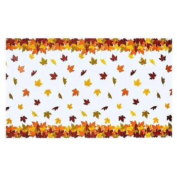 4X Покривка с есента листа за Деня на Благодарността, есенна покривка с кленовыми листа, водоустойчив правоъгълна пластмасова покривка, Промоция