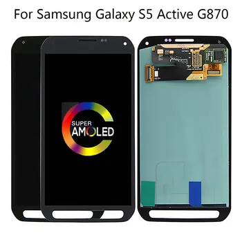 5.1 Super AMOLED LCD дисплей За SAMSUNG GALAXY S5 Active SM-G870A G870 LCD екран е чувствителен на Допир Дигитайзер В Събирането на S5 LCD Active