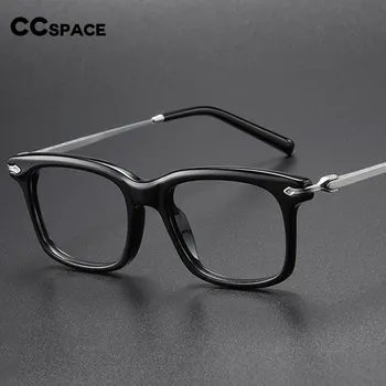56253 Рамки за очила от чист титан ръчно изработени, ацетат, ретро правоъгълник, мъжки луксозни маркови очила от висок клас, предписани очила