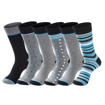 6 Чифта мъжки бизнес чорапи от най-високо качество памук, мека ежедневни маркови чорапи на райета с черен цвят, по-големи размери, мъжки чорапи за един господин, по-големи размери