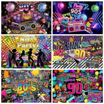 80-те 90-те Диско-музика, хип-хоп Фон за парти по случай рождения ден на графити Неоново сияние Фон за снимки на възрастни и деца Декор фото студио