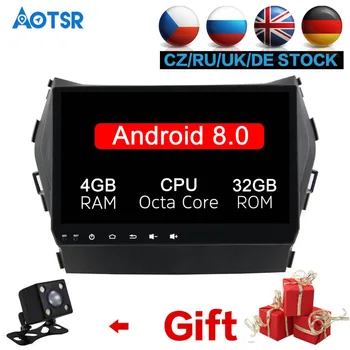Android 8 4 + 32G Кола DVD плейър GPS навигация За Hyundai IX45 Santa fe 2014-2015 главното устройство мултимедиен плеър магнетофон IPS