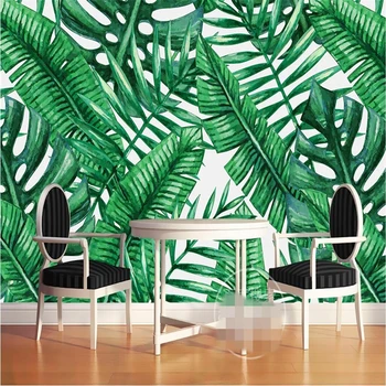 beibehang Потребителски Фотообои 3D Стенопис Европейски Стил Ръчно Рисувани Дождевое Растение, Бананов Лист Сънливи Фреска, Фон на Стената
