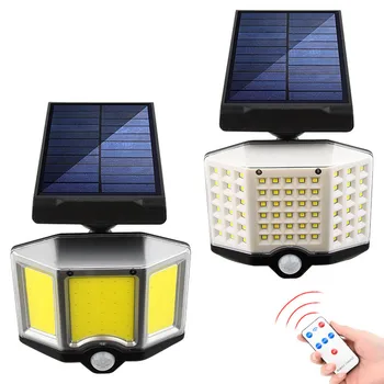 COB LED/Слънчев открит светлина, монтиран на стената лампа за слънчева батерия, водоустойчива с датчик за движение PIR, уличен фенер, Украса на градината
