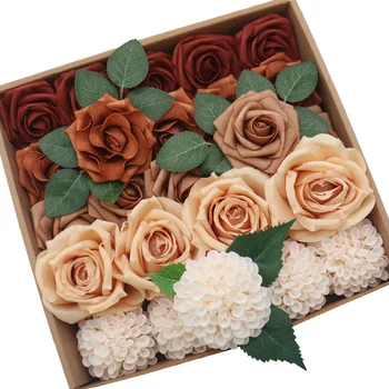D-Seven, изкуствени цветя, есенни теракота цветя, комбинация за направи си САМ сватбени централните елементи, букети, украса за торта