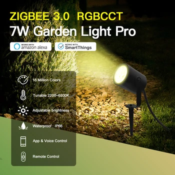 GLEDOPTO 7 W Zigbee3.0 RGBCCT градински лампа с шипове Водоустойчив IP66 тревата за косене на тревата в двора