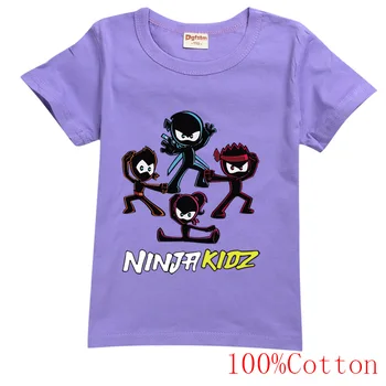 NINJA KIDZ/ детски дрехи, ежедневни памучни тениски с къс ръкав, детски hoody, върхове за тийнейджъри с герои от анимационни филми, дрехи за момчета и момичета