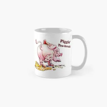 Piggin Tea Break Пип-шоу Класическа чаша за Чай подаръци Дизайн на Чаша Изображение Дръжки с кръгла принтом Проста Кафе, посуда и прибори Снимка