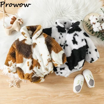 Prowow 0-24 м Есенно-зимни дрехи за деца, флисовое боди за момчета и момичета, плюшено гащеризон с принтом крави, комбинезони, облекла за бебета