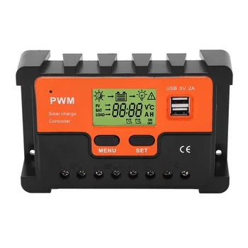 PWM-контролер такса 10А, температурна компенсация, стартиране Режим на натоварване, 12/24, контролер на заряд, LCD дисплей за RVS