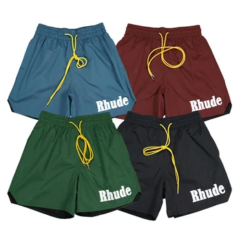 RHUDE Нови обикновена бродирани буква лого свободни ежедневни тенденция мъжки плажни панталони през лятото