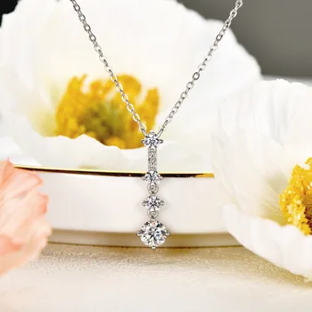 S925 Стерлинговое сребро D Цвят VVS Mosanite колие с капка Женски диамант под формата на искри, лабораторно диамантен сватбената огърлица от премиум-клас, бижута за младоженци