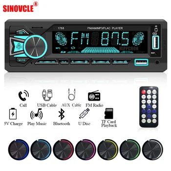 SINOVCLE автомагнитола 1din Srereo Bluetooth, MP3 плейър, FM-приемник, с дистанционно управление, AUX/USB/TF карта в комплект с панел на арматурното