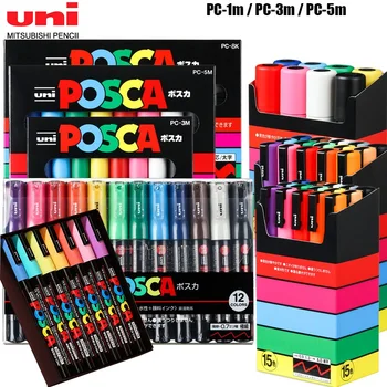 Uni Poscas Разход на набор от акрилни маркери Colores Перманентная боя PC-1M/3M/5M Художествени канцеларски материали ПОП-плакат, Реклама Графити