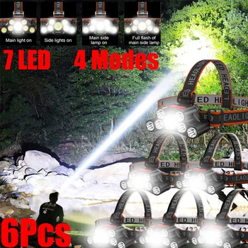 Usb Акумулаторна светодиодна светлина, супер ярки, 5 режима на работа, водоустойчив налобный фенерче за нощен риболов, разходки