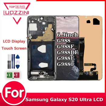 ААА + + + SUPER AMOLED LCD дисплей За Samsung Galaxy S20 Ultra G988 G988F G988B/DS Смяна на сензорен екран LCD дисплей С Рамка или Без Рамка