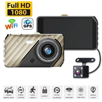Автомобилен Видеорекордер WiFi Full HD 1080P Dash Cam Камера за Задно виждане, видео Рекордер за Нощно Виждане Авторегистраторы един dashcam GPS Автомобилни Аксесоари