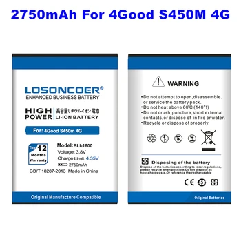 Батерия LOSONCOER 2750mAh BLI-1600 за телефон с Голям капацитет 4 GOOD S450m 4G TLI-1600