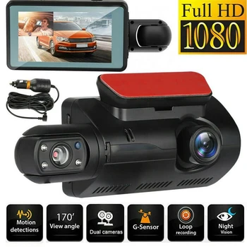 Видеорекордер Двойна вътрешна Камера HD Предна Камера за Обратно виждане 2 Обектива 1080P Записващо устройство, Автомобилен Видеорекордер S Dash Cam Auto Широкоъгълен Нощно Виждане