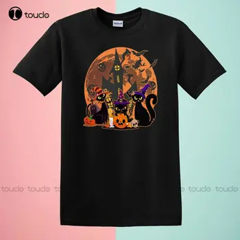 Гореща разпродажба!! Черна котка, есенна тиква, тениска на Хелоуин, тениска на ужасите, изработени по поръчка, тийнейджърката тениска Унисекс с дигитален печат