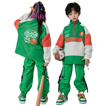 Градинска дрехи за момчета и момичета в стил хип-хоп, всекидневни свободен пуловер, яке, брючные костюми, комплекти, палта, панталони, детски спортни костюми, танцови