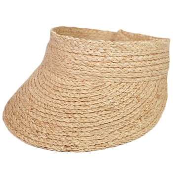 Дамски Плетени сламена шапка с отворен покрив за солнцезащитной шапки, Сгъваем, с широка периферия, плажен бейзбол