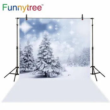 Забавно дърво фотофоны Зимна страна на чудесата Коледен гора боке на Снежен фон на фона на парти фотосесия фотофон
