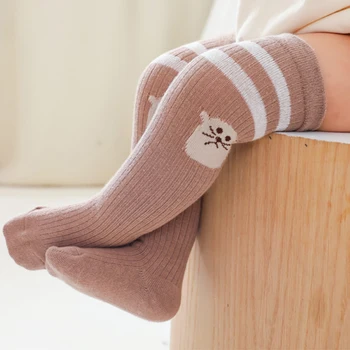 Зимни детски чорапи от памук, с хубав модел 0-12 месеца за новородените момчета и момичета, дълги чорапи, меки топли чорапогащи за деца