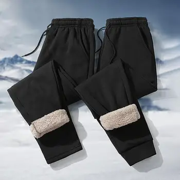 Зимни мъжки спортни панталони, дълги панталони за йога, свободни мъжки панталони за джогинг, спортни панталони с една плюшена подплата, обикновена панталони с завязками
