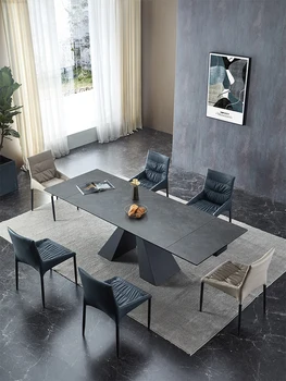 Италиански внесени разход маса и стол от камък, разтегателен, модерен, лесен, луксозни, домакински, светъл маса за хранене