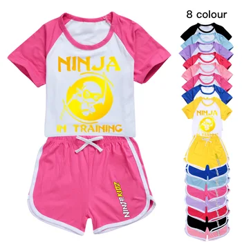 Комплект летни дрехи за момичета и момчета, сладки спортни панталони NINJA KIDZ, детски дрехи, риза + панталон, плажни Шорти, пижами