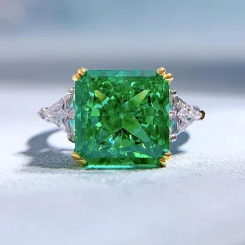 Комплект пръстени с высокоуглеродистым диамантен пръстен Shangxin Palaiba с квадратна прости женски пръстен 10 * 10 от сребро проба 925