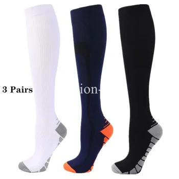 Компресия чорапи, 3 чифта в опаковка, подходящи за мъже и жени, спортни чорапи, компресия чорапи, които правят умора, правят болка, чорапи до коляното