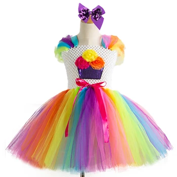 Луксозен МЕЧТА, разноцветни бонбони, нови дрехи-опаковки за момичета в саксия, бродирани с пайети, с превръзка на главата, тюлевая коледна детски дрехи ръчна изработка