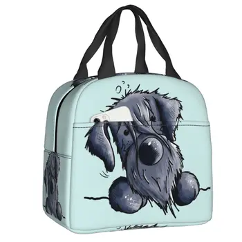 Мультяшная изолирано чанта за обяд с куче миниатюрен шнауцер за жени, Фланец термохолодильник за животни, чанта за обяд, Плажен Къмпинг, за Пътуване
